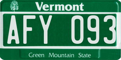 VT license plate AFY093