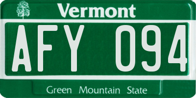 VT license plate AFY094