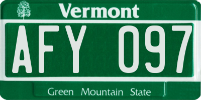 VT license plate AFY097