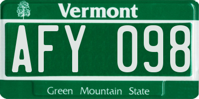 VT license plate AFY098