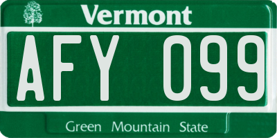VT license plate AFY099