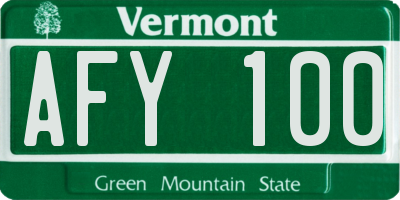 VT license plate AFY100