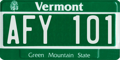 VT license plate AFY101