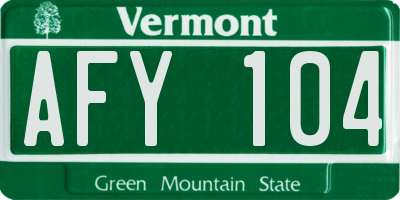 VT license plate AFY104
