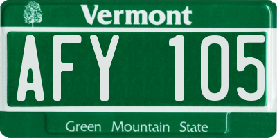 VT license plate AFY105