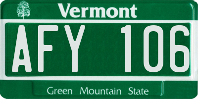VT license plate AFY106