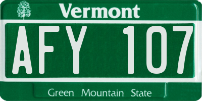 VT license plate AFY107