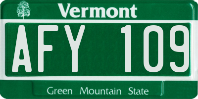 VT license plate AFY109