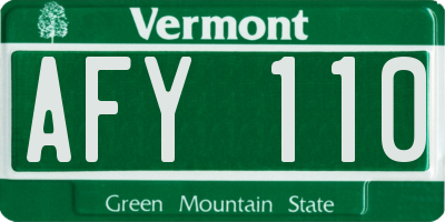 VT license plate AFY110