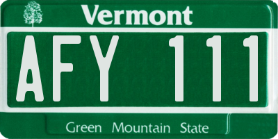 VT license plate AFY111