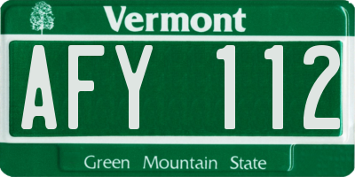 VT license plate AFY112