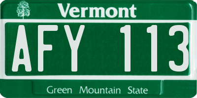 VT license plate AFY113