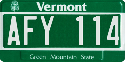 VT license plate AFY114