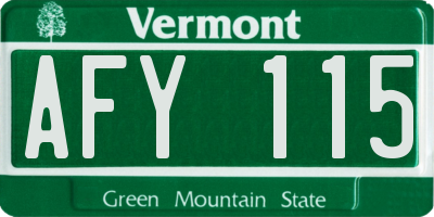 VT license plate AFY115