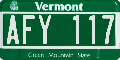 VT license plate AFY117