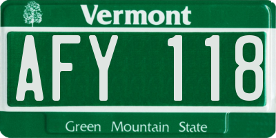 VT license plate AFY118