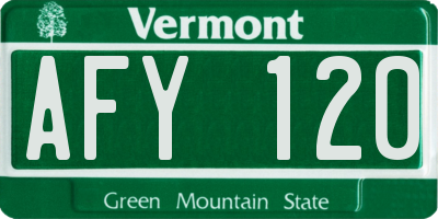 VT license plate AFY120
