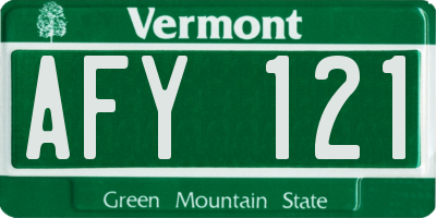 VT license plate AFY121