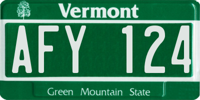 VT license plate AFY124