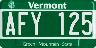 VT license plate AFY125
