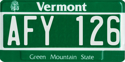 VT license plate AFY126