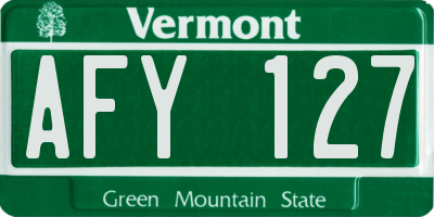 VT license plate AFY127