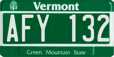 VT license plate AFY132