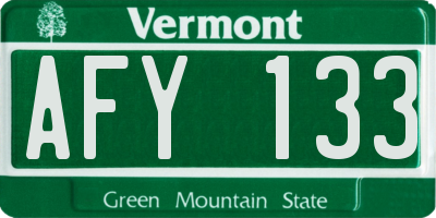 VT license plate AFY133