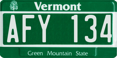 VT license plate AFY134