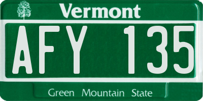 VT license plate AFY135