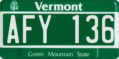 VT license plate AFY136