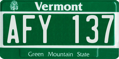 VT license plate AFY137