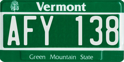 VT license plate AFY138