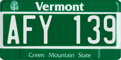 VT license plate AFY139