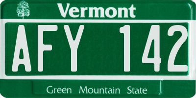 VT license plate AFY142