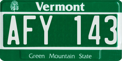 VT license plate AFY143