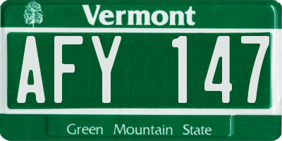 VT license plate AFY147