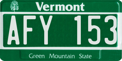 VT license plate AFY153