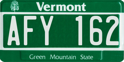 VT license plate AFY162