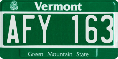 VT license plate AFY163