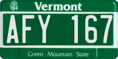 VT license plate AFY167
