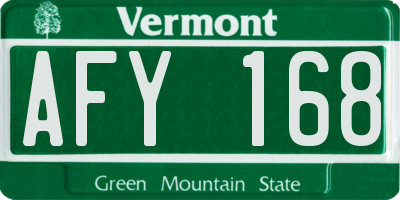 VT license plate AFY168
