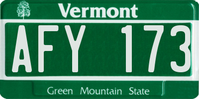 VT license plate AFY173