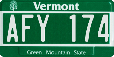 VT license plate AFY174