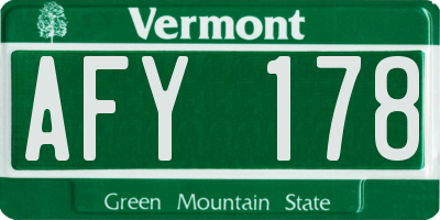 VT license plate AFY178