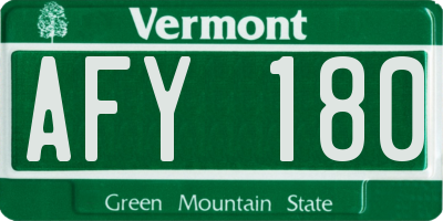 VT license plate AFY180