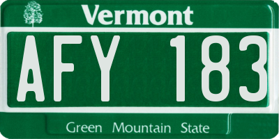 VT license plate AFY183