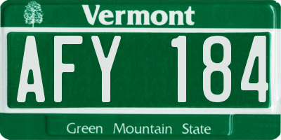 VT license plate AFY184