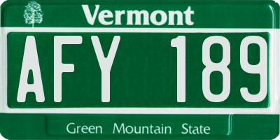 VT license plate AFY189