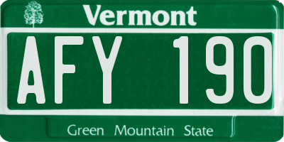 VT license plate AFY190